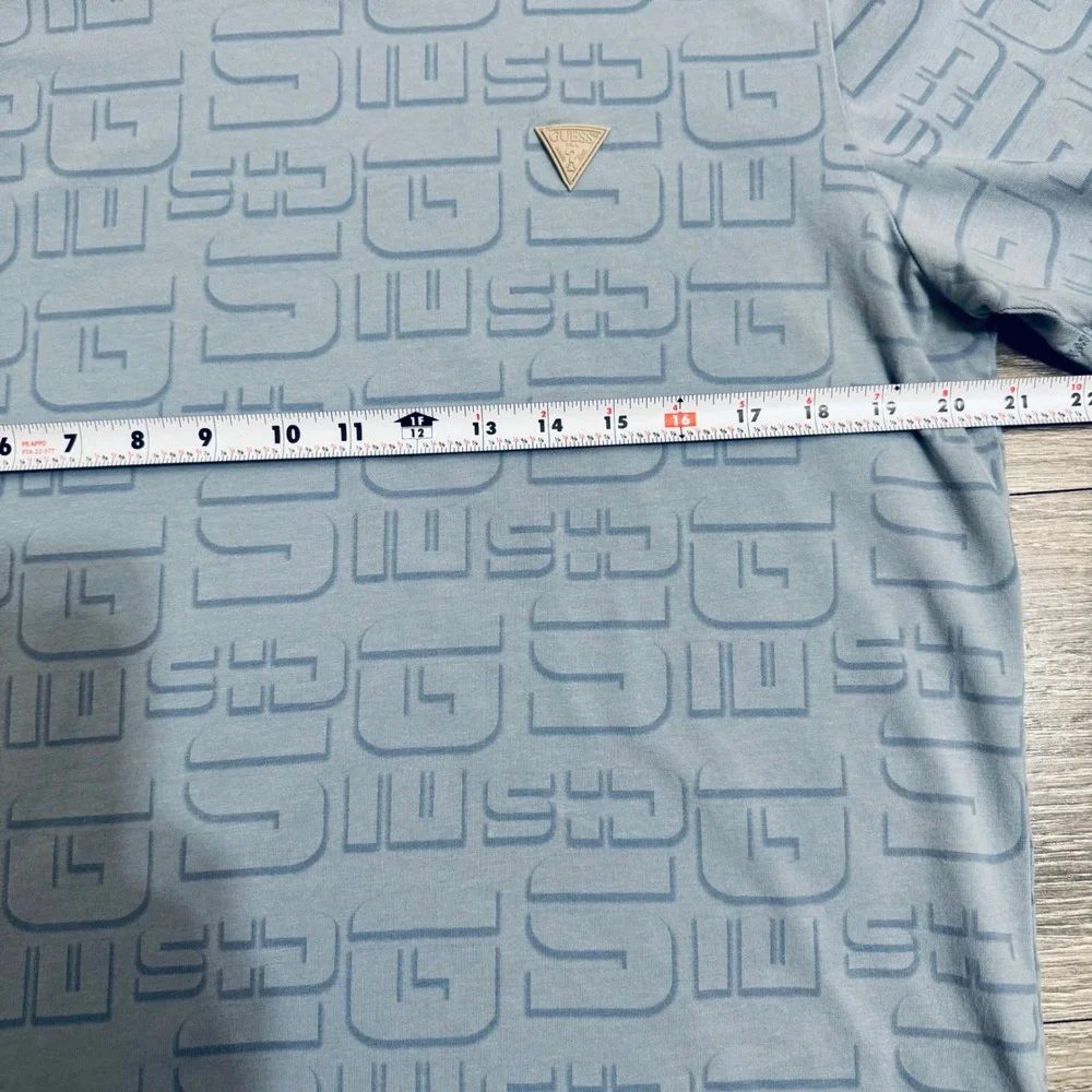 Guess Mens Active Nimbus T-Shirt XL Light Blue Logo Print Crew Neck Short Sleeve - Picture 6 of 12
